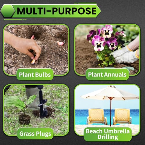 Auger Drill Bit for Planting - 4"X16" Heavy-Duty Auger Post Hole Digger for Fence - 3/8" Hex Drive Drill - size: 4"X16"(Upgraded)
