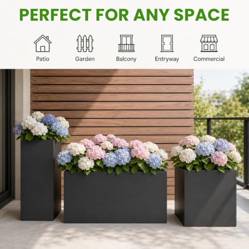 30 Inch Tall Outdoor Planter, Heavy Duty Galvanized Steel Planter Box - size: 30 Inch