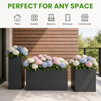 30 Inch Tall Outdoor Planter, Heavy Duty Galvanized Steel Planter Box - size: 30 Inch