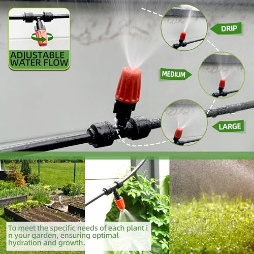 40PCS Push-to-Fit Drip Irrigation Micro Spray Emitters for 1/4 inch Irrigation Tubing, Three-Way Adjustable Atomizing Nozzle, Irrigation Dripper Sprinklers for Garden Greenhouse Agricultural - size: 40PCS Drip Irrigation Micro Spray Emitters