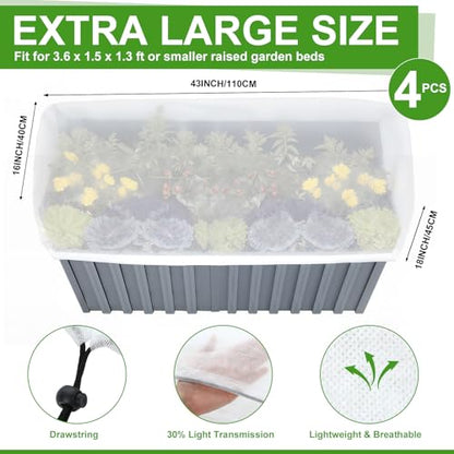 VitalCozy 4 Pcs Winter Plant Covers Freeze Protection 3.6 x 1.5 x 1.3 ft - color: White, size: 3.6 x 1.5 x 1.3 ft