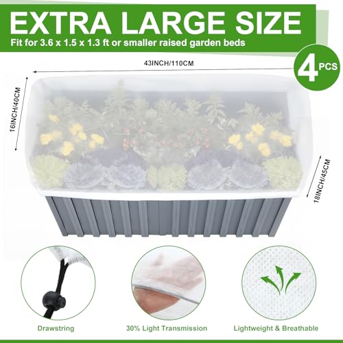 VitalCozy 4 Pcs Winter Plant Covers Freeze Protection 3.6 x 1.5 x 1.3 ft - color: White, size: 3.6 x 1.5 x 1.3 ft