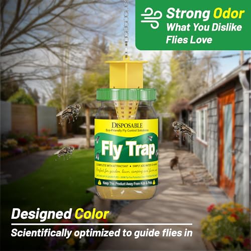 2 Packs Reusable Fly Traps Outdoor, Hanging Flies Killer & Catcher