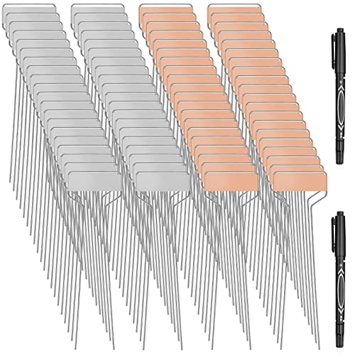 Hicarer 80 Pcs Metal Plant Labels Outdoor Garden Waterproof Tags with Pen