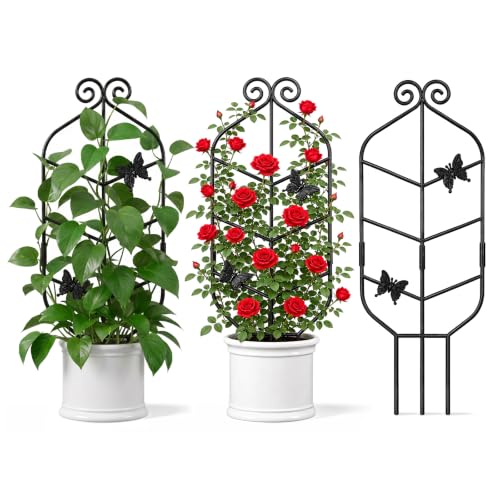 30" Metal Trellis for Potted Climbing Plants, Indoor Outdoor, 4PC