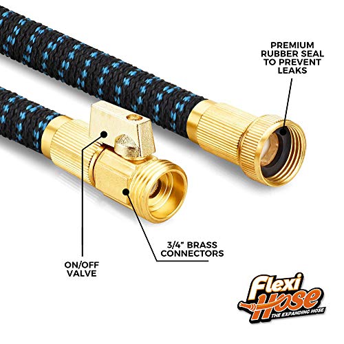 Flexi Hose Expandable Garden Hose with 8 Function Nozzle, 150FT - Lightweight Retractable Garden Hose, Water Hose - No-Kink Flexibility, 3/4 Inch Solid Brass Fittings and Double Latex Core - size: 150ft