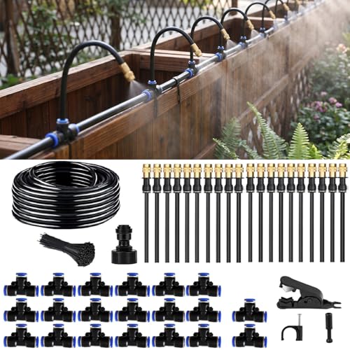 360° Adjustable Drip Irrigation System - 66FT Compatible 1/4" Irrigation System, Garden Watering Atomizing System with 20pcs Nozzles, Greenhouse Accessories for Yard, Lawn, Plants, Garden (66Ft) - size: 66Ft