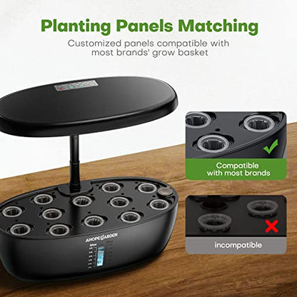 Ahopegarden Hydroponics Growing System: 12 Pods Indoor Herb Garden with LED - color: Matte Black