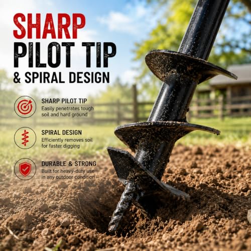 XtremepowerUS 8" Replacement Auger Bit for Post Holes Digger Hole Maker Planting Drill 3/4" Shaft Size Plant Fence Hole Digger Gardening DIY Projects - size: 8"