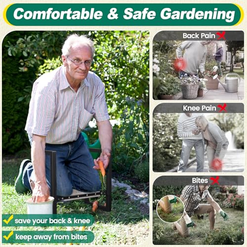 Garden Kneeler and Seat - Heavy Duty Folding Garden Stool with Handles, Stable Kneeling Device Bench Chair Gardening Tools Gifts for Women Men Seniors Gardeners Outdoor Weeding Planting - size: 12.6"