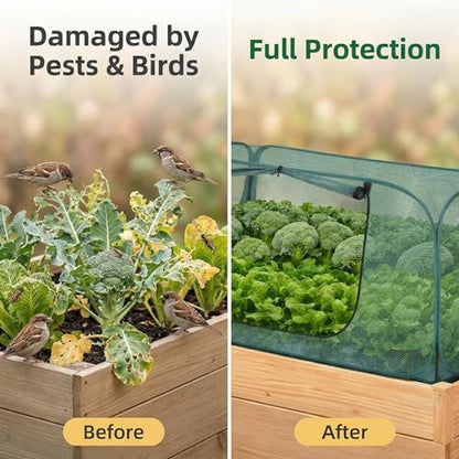 1Pack Raised Garden Bed Covers, Pop Up Mesh Plant & Vegetable Cover,30% Sunblock Plant Shade Tent, Outdoor Planter Protection, Sun & Insect Guard - color: Green
