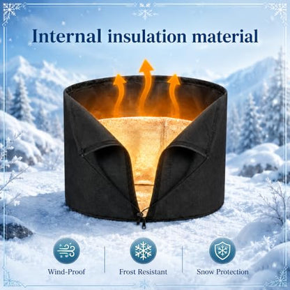 2 Pack Plant Winter Protection Pot Cover, 27"x25" Anti-Frost Flower Pot Bag - color: Black-2 pcs