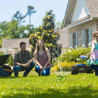 AMES Rotating Revolving Sprinkler with 3 Arms, 360 Degrees, Adjustable Lawn or Garden Watering, Large Spray Area Coverage, Easy Hose Connection, Green - style: Rotating Sprinkler