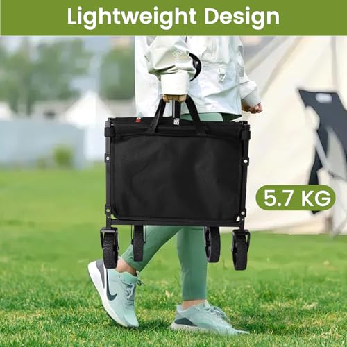 Blomoba Folding Wagon Cart with Wheels, 220lbs Utility Wagon Cart, Black - color: Black, size: Medium Without Tailgate