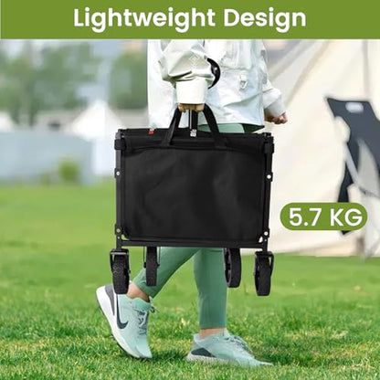 Blomoba Folding Wagon Cart with Wheels, 220lbs Utility Wagon Cart, Black - color: Black, size: Medium Without Tailgate