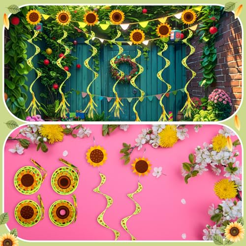 Beeveer 4 Pcs 57'' Sunflower Windsocks Summer Wind Socks for Outdoor Hanging Nylon Fabric Sunflower Leaf Spinners Leaf Streamers for Summer Decorations Windmill to Scare Birds Away - style: Sunflower