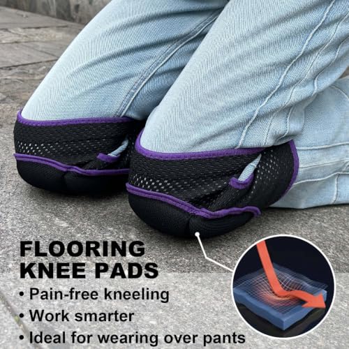 Gardening Knee Pads for Women Mens, Breathable Adjustable, Purple L, 1 Pair - color: Purple, size: Large