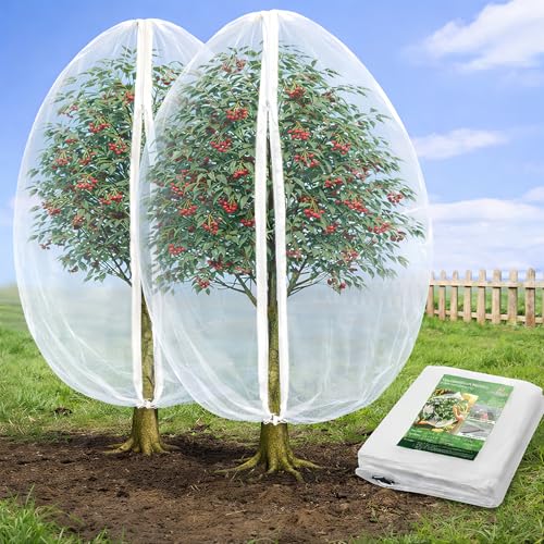 Jevrench 2-Pack 8 x 8 ft Garden Netting Bags with Zipper and Drawstring - size: 8 x 8ft – 2 Pack