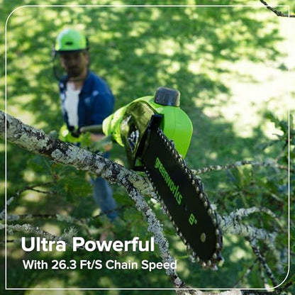 Greenworks 24V 8 in Pole Saw Hedge Trimmer Kit, 2.0 Ah Battery and Charger - size: 8" Combo (2.0Ah), style: 3-Section Polesaw