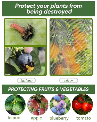 4 Pack Large Fruit Tree Netting, 5.9 x 5.9 Ft Blueberry Tomato Protection Net with Zipper & Drawstring, Insect Bird Barrier Netting Plant Covers for Fruit Vegetable Trees, Flower, Bushes in Garden - color: 4, size: 5.9 x 5.9 Ft