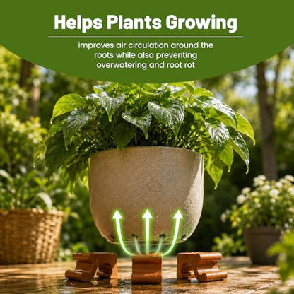 6 Packs Plant Risers, 1.5 Inch Tall Durable Resin Plant Pot Feet for Outdoor & Indoor Planters, Frost Proof Flower Elevators for Garden, Lawn, Patio