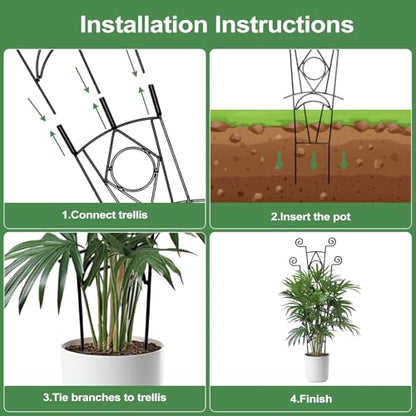 Yhtpouqe Stackable Metal Trellis for Climbing Plants Outdoor & Indoor - 4 Pack Garden Trellis for Potted Plants, Rust-Resistant Plant Support Stakes for Vines, Flowers - Sturdy Plant Trellis - size: 4 Pack