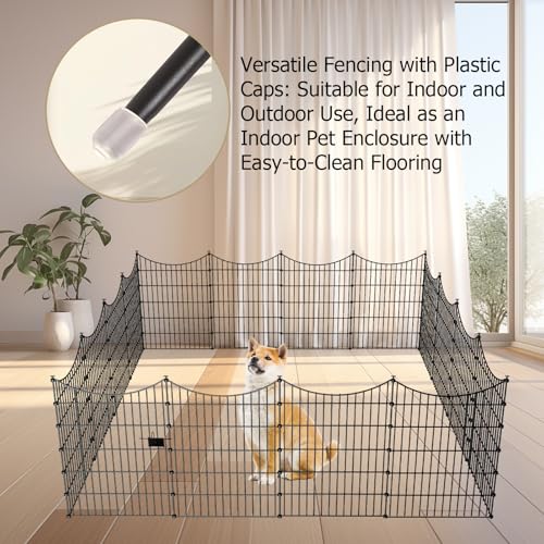10‑Panel No‑Dig Garden Fence with Gate, 40" H x 23.6'L Outdoor Dog Barrier - size: 10pc 23.6 ft(L) X 40 in(H)with Gate-Concave