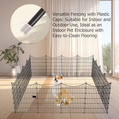 10‑Panel No‑Dig Garden Fence with Gate, 40" H x 23.6'L Outdoor Dog Barrier - size: 10pc 23.6 ft(L) X 40 in(H)with Gate-Concave