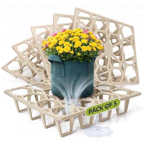 Plant Riser – Pot Spacer for Grow Bags, Planters & Containers – UV-Resistant Drainage Tray for Airflow, Root Health & Cleaner Surfaces (Standard White, 5 Pack) - color: Standard White, size: 5 Pack