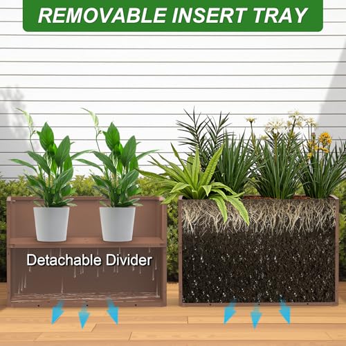 Large Metal Planter Box 36”x 15”x 24”,Heavy Duty Rectangular Tall Metal Planter Box with Drainage Holes for Outdoor Garden Patio - color: Terracotta