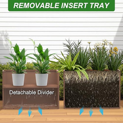Large Metal Planter Box 36”x 15”x 24”,Heavy Duty Rectangular Tall Metal Planter Box with Drainage Holes for Outdoor Garden Patio - color: Terracotta