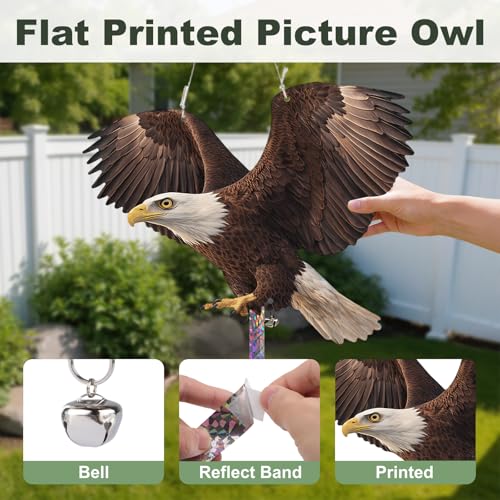 3 Pack Fake Eagle to Scare Animals Away, Hanging Flat Plastic Fake Eagle with Reflective Tape for Keep Pigeon Woodpecker Away for Outdoor Contryard Garden Balcony Window Patio Backyard - color: 3pcs-brown Eagle 01