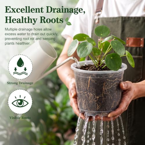 OUPSAUI 21 Pack 3.5/5/6 Inch Clear Nursery Pots for Plants, Clear Plant Pots with Drainage Holes, Flexible Plastic Plant Pots, Seedling Planter Seed Starter Pots(3.5+5+6 Inch) - size: 3.5+5+6 INCH