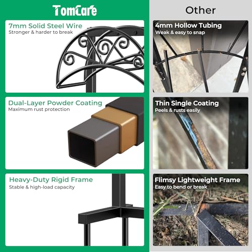 TomCare Garden Hose Holder, 4 Spikes Water Hose Hanger for 160FT Hose - color: Matte Black