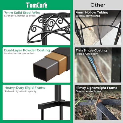 TomCare Garden Hose Holder, 4 Spikes Water Hose Hanger for 160FT Hose - color: Matte Black