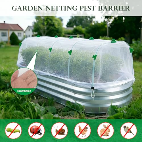 Fayoo Garden Netting Cover Kit with 60 Hoops & 20 Clips, 2 Pack