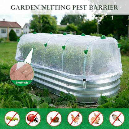 Fayoo Garden Netting Cover Kit with 60 Hoops & 20 Clips, 2 Pack