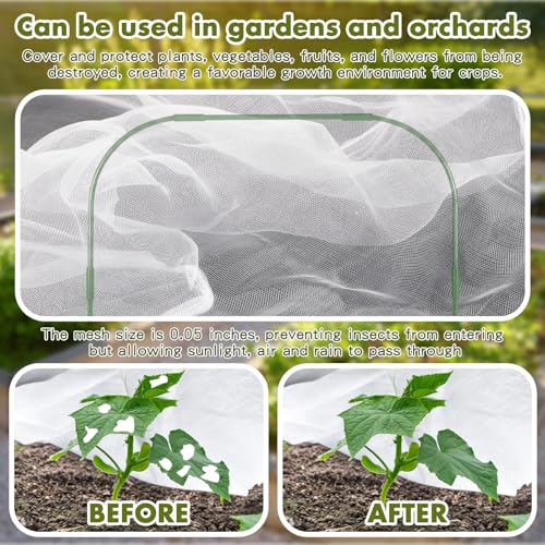 Woanger 2 Pack Garden Netting for Raised Beds Rectangular Pest Barrier with Hoops for Garden Protection Plant Mesh Netting with Drawstring Plants Vegetables Fruits Flowers(for 40x40x20 in)