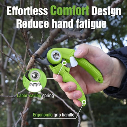 WORKPRO 6.9" Bypass Pruning Shears Gardening Scissors with SK5 Blade, Green - color: Green