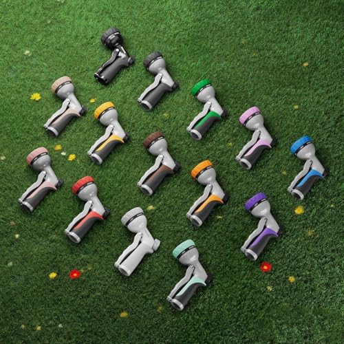 RESTMO Garden Hose Nozzle, Heavy Duty Metal Water Hose Nozzle with 7 Adjustable Spray Patterns, High Pressure Hand Sprayer with Flow Control for Watering Plants & Lawns, Washing Cars & Pets - color: Green
