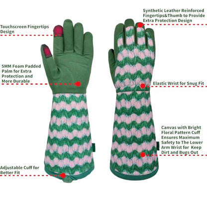 Thornproof Rose&Cactus Gardening Gloves,Gauntlet Garden Glove,Gifts - color: Green, size: Large