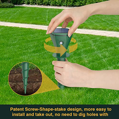2026 Outdoor Ultrasonic Mole Repellent Solar Powered for Yard Garden Lawn, Waterproof Gopher & Groundhog Deterrent - size: 8-Pack