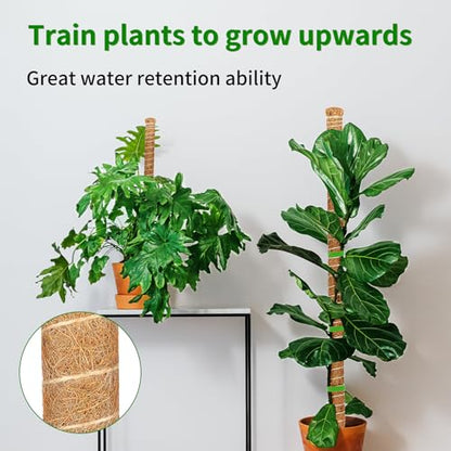 2 Pack 35.4'' Moss Pole for Monstera, Bendable Coco Coir Plant Support Stakes - size: 2 Pack（35.4-Inch）