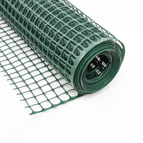 Heavy-Duty Plastic Mesh Netting, Green, 35 x 197 in (90cm x 5m), Recycled Plastic, Cut-to-Size, Durable, Multi-Purpose for Gardening, Fencing, Pets, Birds, Mole, DIY (0.75 in (19mm)) - size: 0.75 in (19mm)