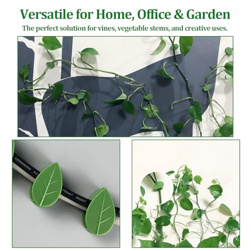 Plant Wall Clips for Climbing Vines Green Garden Stem Holder with Adhesive Climbing Wall Fixture Clips for Indoor Wall Decor, Office, Home (60 Packs) - size: 60 Pack