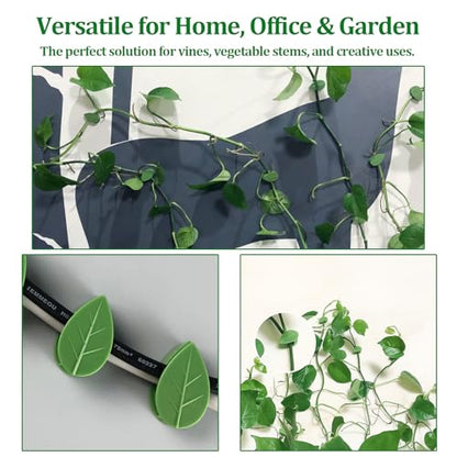 Plant Wall Clips for Climbing Vines Green Garden Stem Holder with Adhesive Climbing Wall Fixture Clips for Indoor Wall Decor, Office, Home (60 Packs) - size: 60 Pack