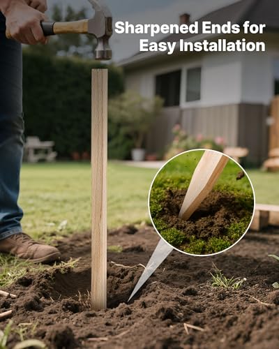 VEVOR Wooden Garden Stakes, 25 Pcs 48x0.5x0.69 in Survey Grading Stakes, Garden Ground Stake with Sharp Point, Fir Wood Plant Support Stake, Sign Posts for Silt Fence Backyard Boundaries Baselines - style: 0.69 x 0.5 x 48in+25pcs