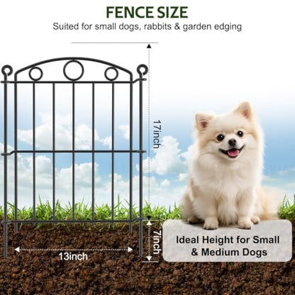 Decorative Garden Fence 17in x 20ft, 20 Panels No Dig Fence, Metal Fencing - size: 20 Panels-17in x 10ft without Gate