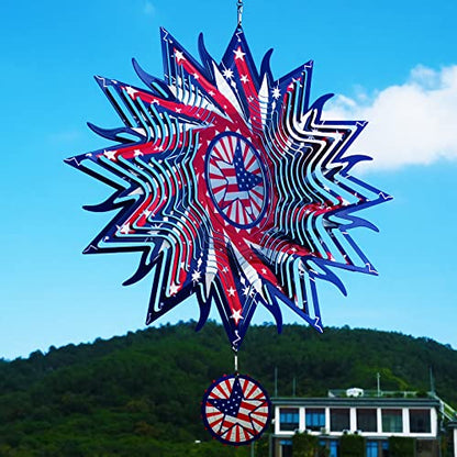 DJUAN 12in American Flag Patriotic Wind Spinner Gifts for Men Dad - color: 3-american Flag