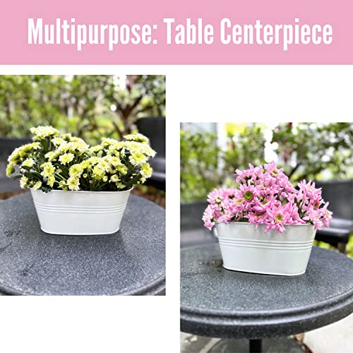 LaLaGreen Balcony Rail Planter (11.2 in, 15 Pack) White Metal Hanging Pots - size: 11.2" (28 cm) x 15 Pack